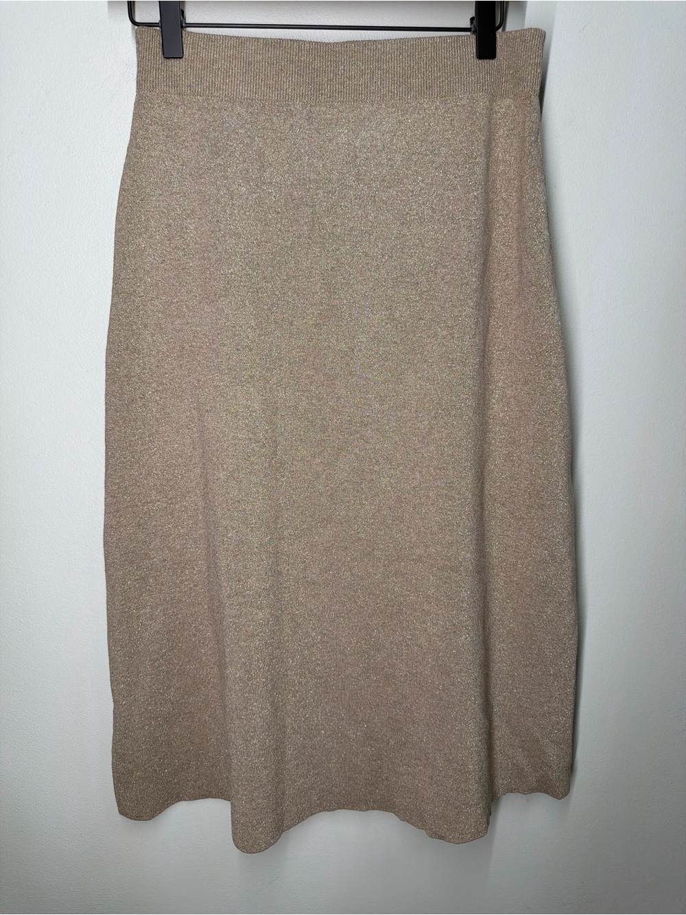 NEW Banana‎ Republic Metallic Shimmer Knit Midi Skirt Holiday Party Quiet Luxury